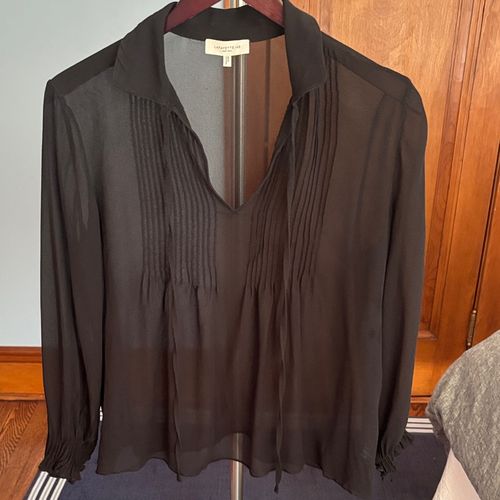 Lafayette 148 New York Elegant Black Blouse